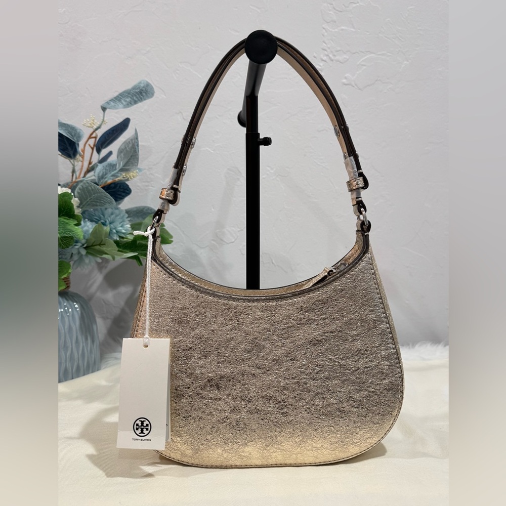 NWT✨Tory Burch Emerson Metallic Champagne Shoulder Bag - Picture 12 of 17